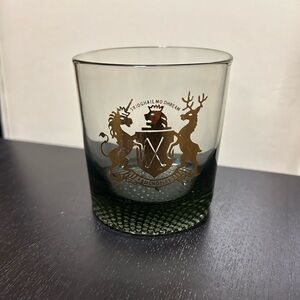 Vtg Rocks Glass Scottish Ardchoille Coat Of Arms Whiskey Tumbler Smoked Glass